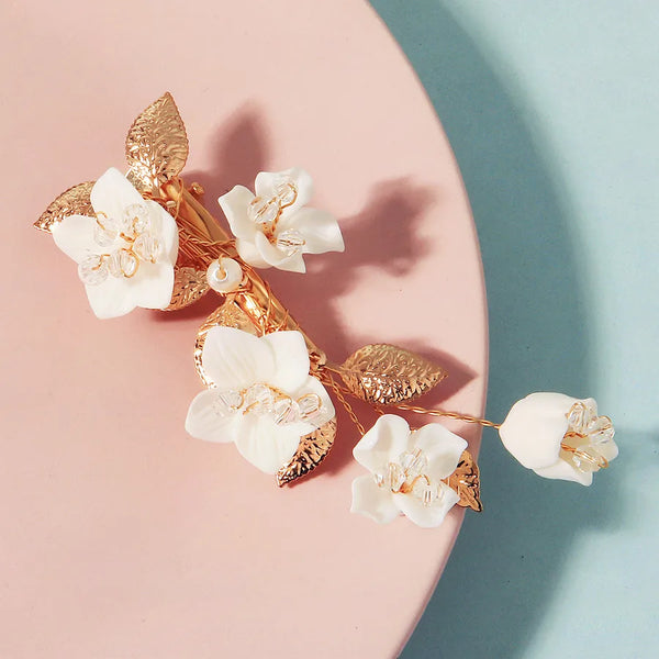 White Floral Hair Clip | Resin