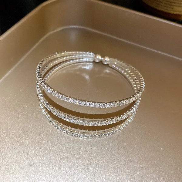 Silver-Plated Rhinestone Bangle | Rhinestone