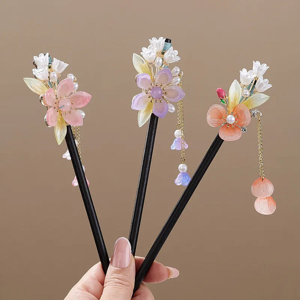White Artificial Pearl Hairpin Headband | Wood