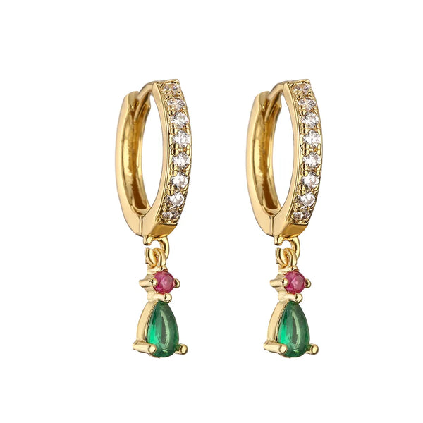 Gold-Plated Zircon Drop Earrings | Copper