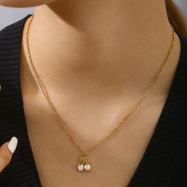Gold-Plated Cherry Necklace | Stainless Steel