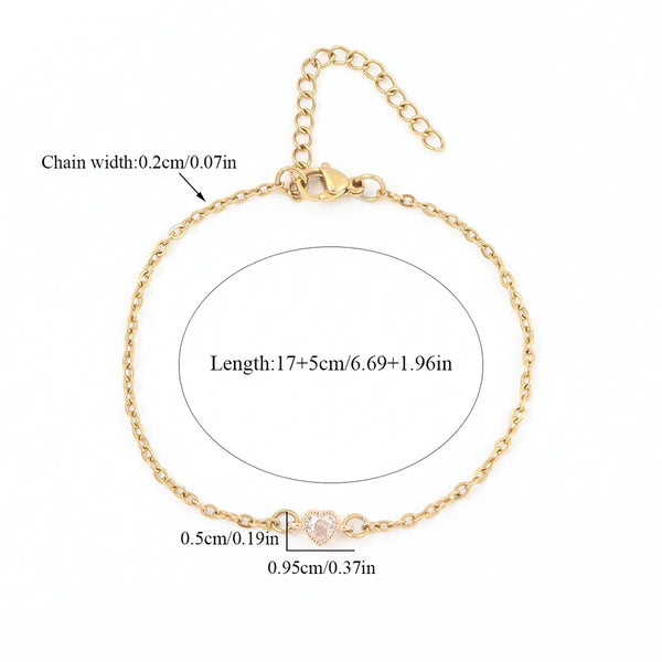 Crystal Heart Bracelet | Stainless Steel