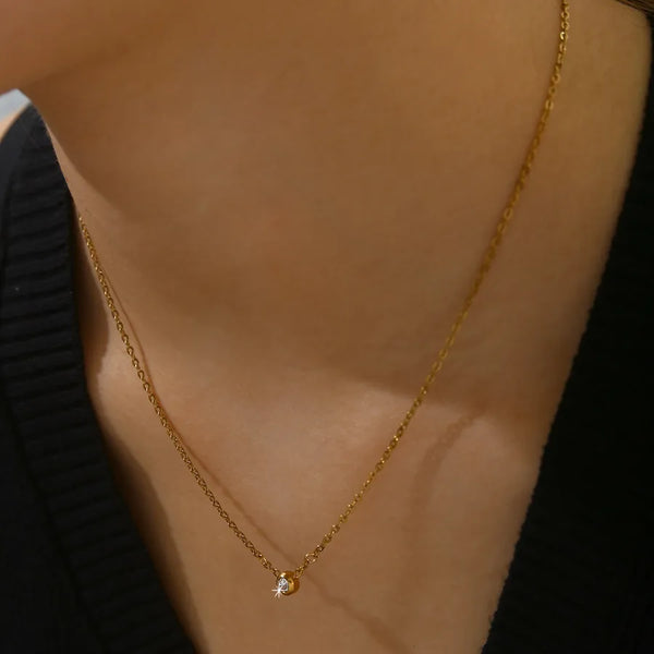 Thickness Zircon Necklace | Stainless Steel