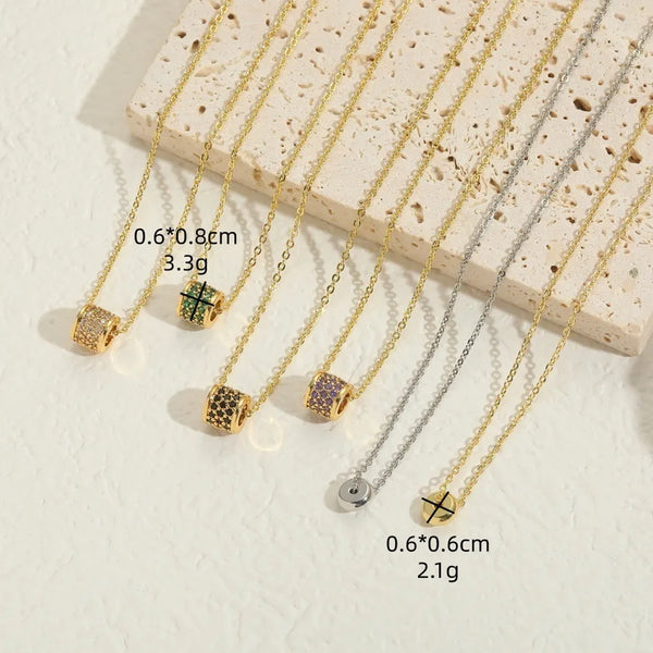 Inlay Zircon Pendant Necklace | Copper
