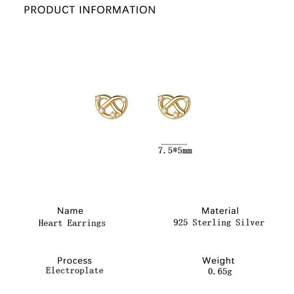 Heart Stud Earrings | 925 Sterling Silver