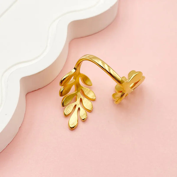 Open Band Floral Ring | Stainless Steel