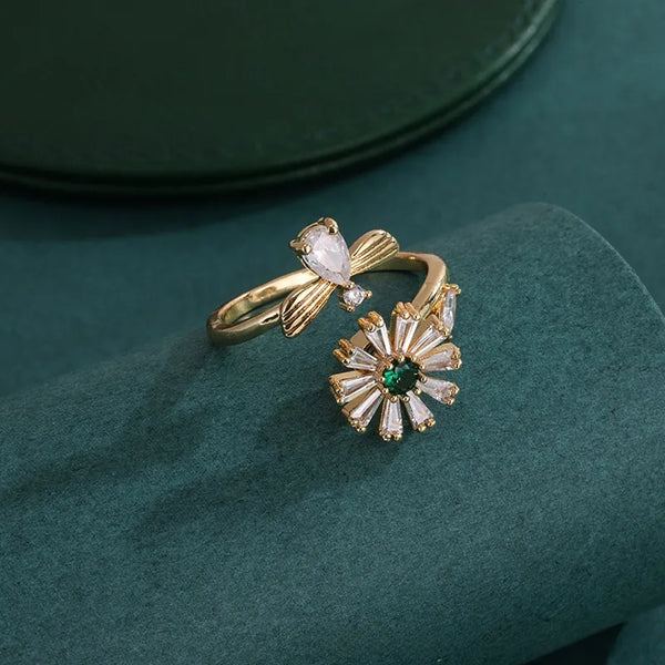 Bee Floral Ring | Copper