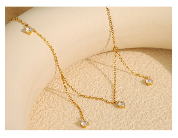 Round Zircon Necklace | Stainless Steel