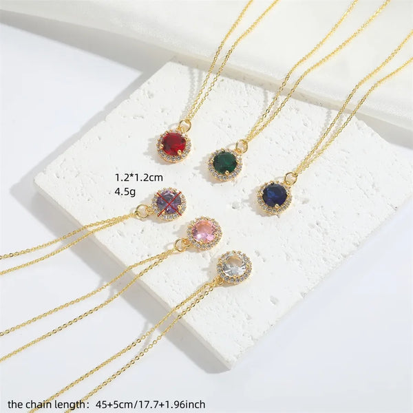 Gold-Plated Zircon Pendant Necklace | Copper