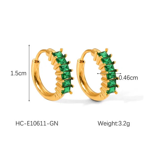 Round Zircon Earrings | Stainless Steel