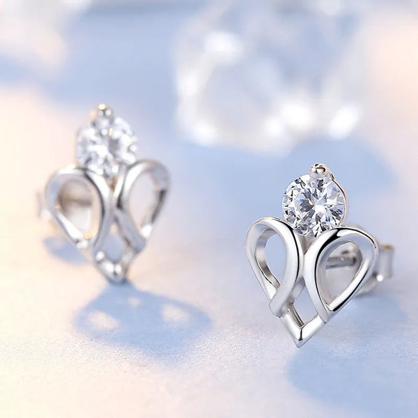 White Heart Earrings | 925 Sterling Silver