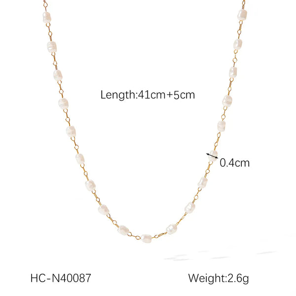 Vintage Pearl Necklace | Stainless Steel