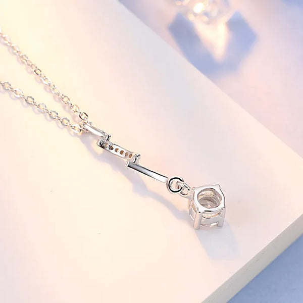 Long Zircon Pendant Necklace | 925 Sterling Silver