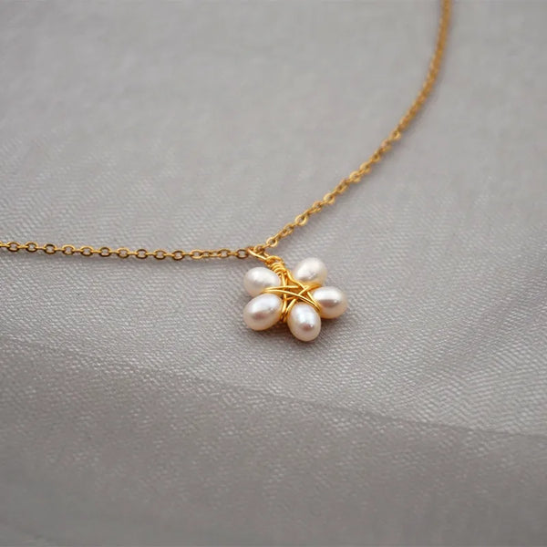 Floral Artificial Pearl Pendant Necklace | Freshwater Pearl