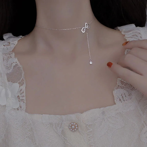 Zircon Butterfly Pendant Necklace | 925 Sterling Silver