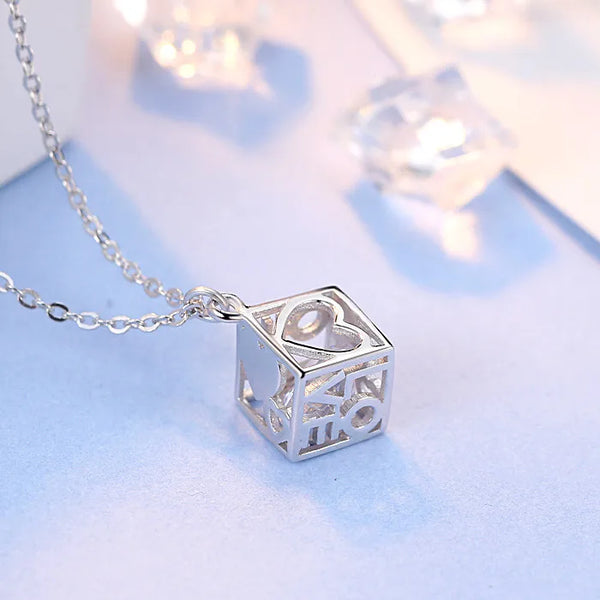 Square Heart Pendant Necklace | 925 Sterling Silver