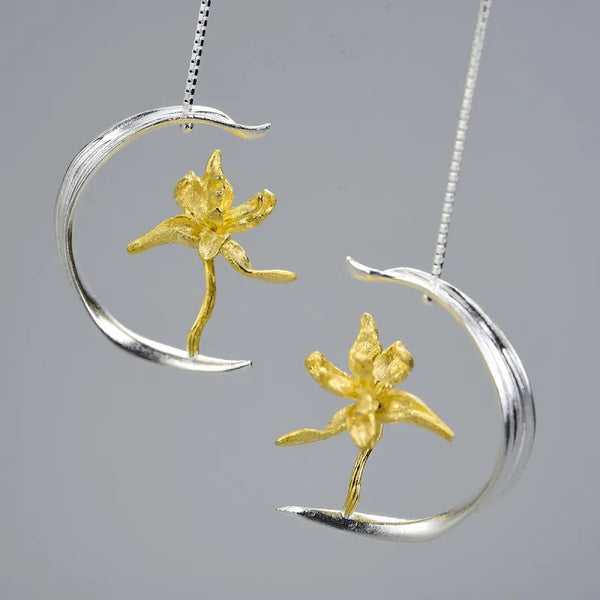 Flower Floral Drop Earrings | 925 Sterling Silver