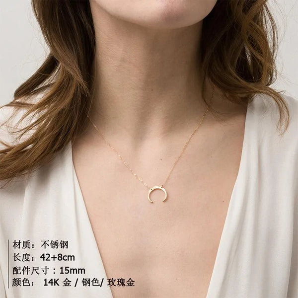 Moon Floral Necklace | Stainless Steel