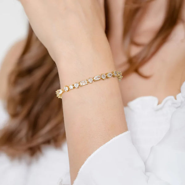 Chain Zircon Stud Earrings Bracelet | 925 Sterling Silver