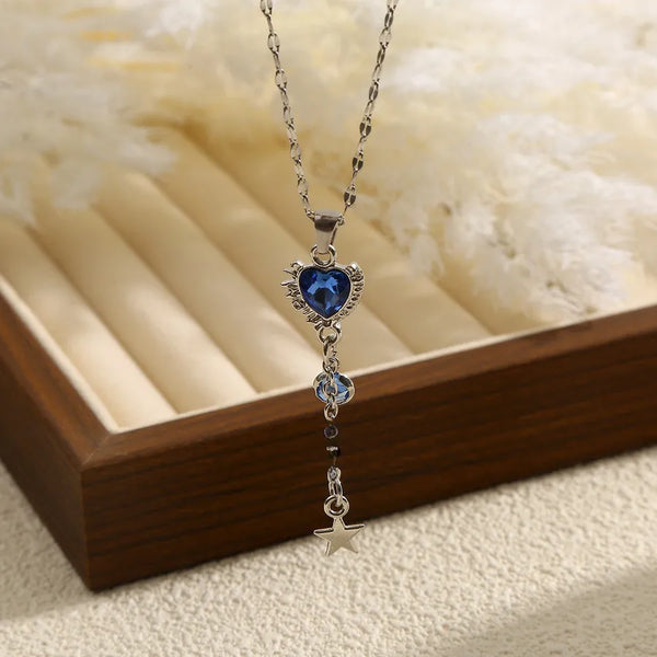 Blue Heart Necklace | Stainless Steel