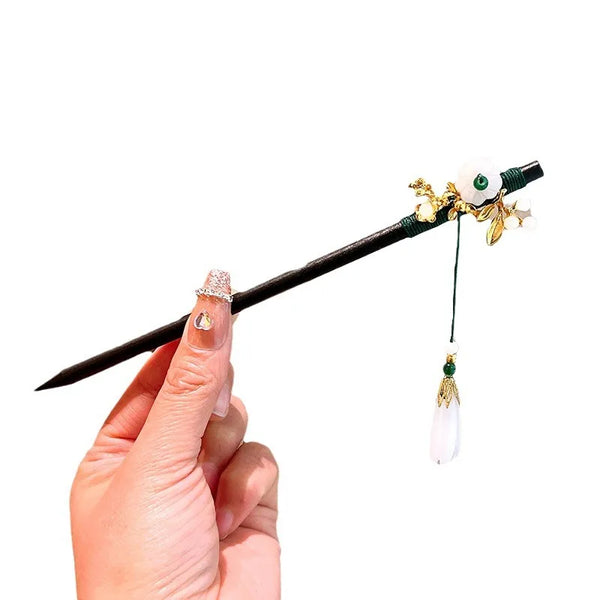 Rhinestone Floral Hairpin Headband | Wood