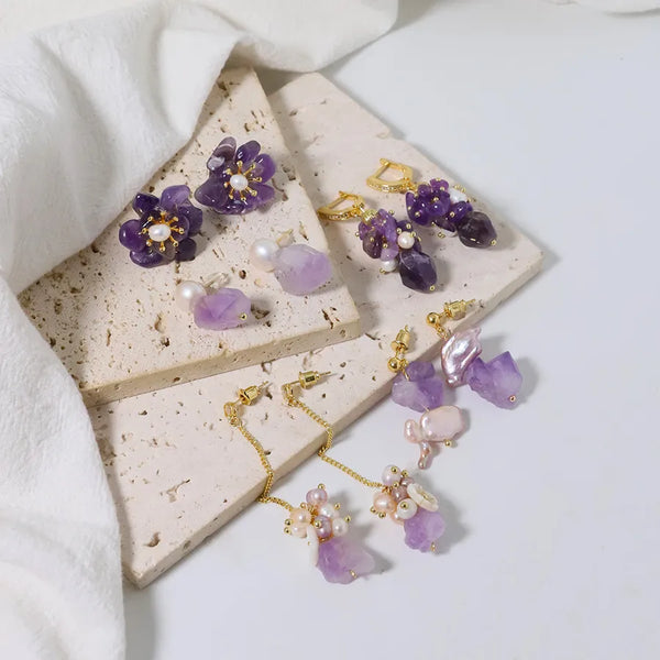 Purple Freshwater Pearl Earrings | Freshwater Pearl
