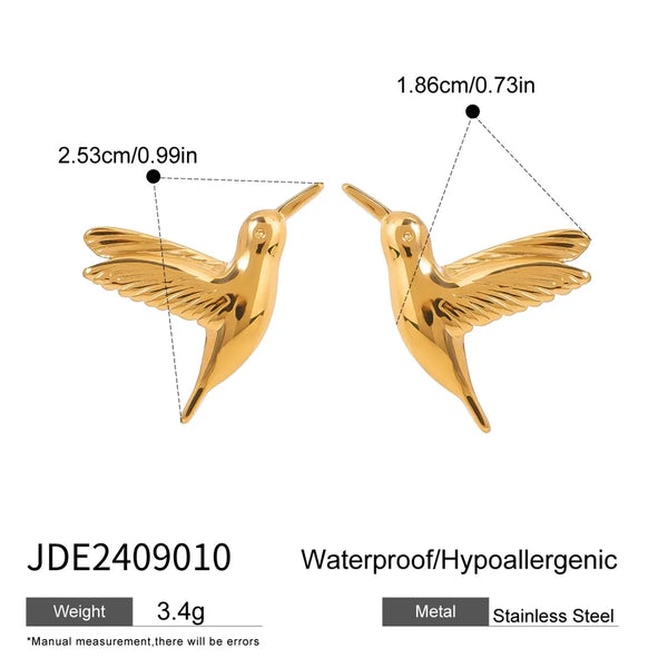 Bird Stud Earrings | Stainless Steel