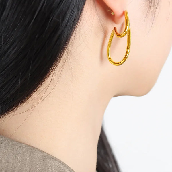 Asymmetric Geometric Earrings | Stainless Steel