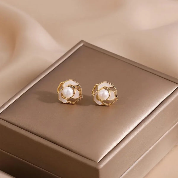 Hollow Freshwater Pearl Stud Earrings | 925 Sterling Silver