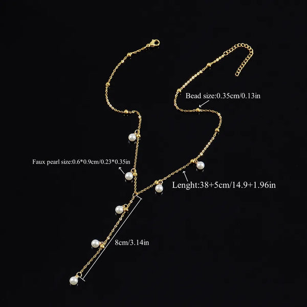 Artificial Pearl Pendant Necklace | Stainless Steel
