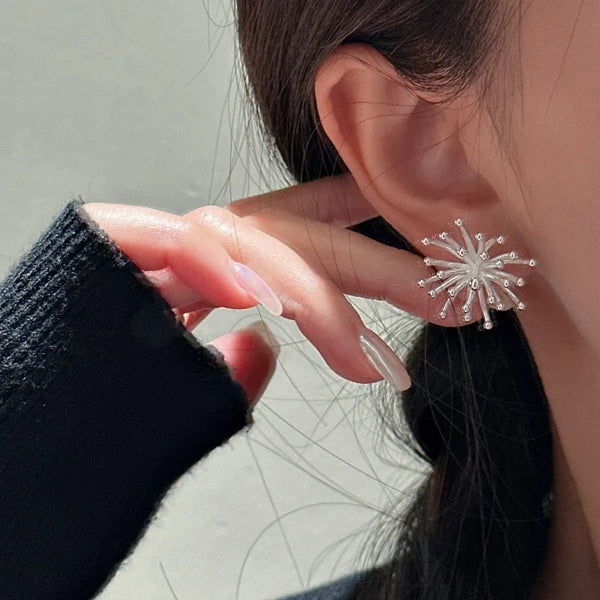 Asymmetric Floral Stud Earrings | 925 Sterling Silver