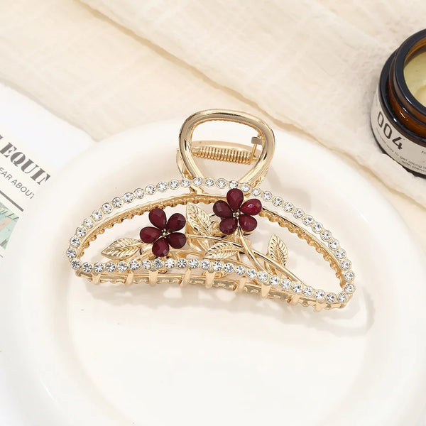 Red Artificial Pearl Hair Claw | Alloy