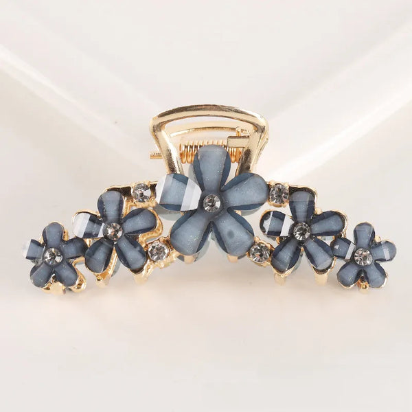 Korean Floral Hairpin Headband | Crystal