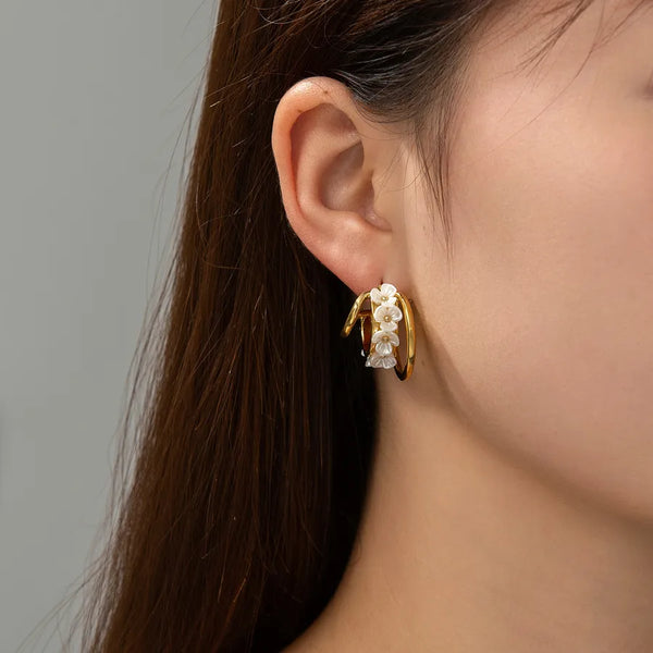 Hollow Floral Stud Earrings | Stainless Steel