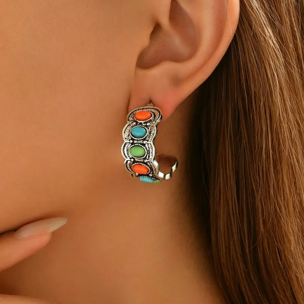 Natural Stone Stud Earrings | Stainless Steel