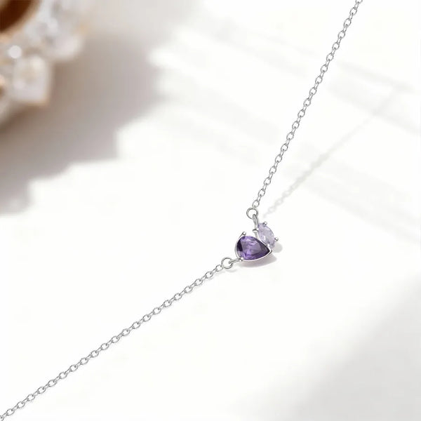 Purple Heart Pendant Necklace | 925 Sterling Silver