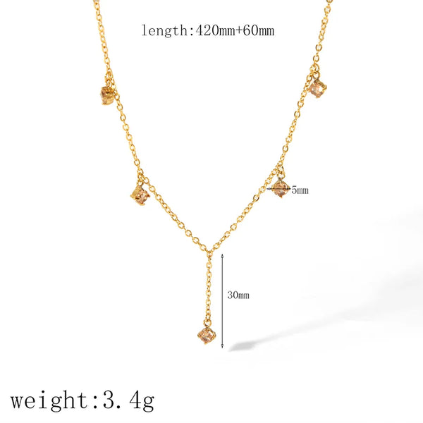 Classic Rhinestone Pendant Necklace | Stainless Steel