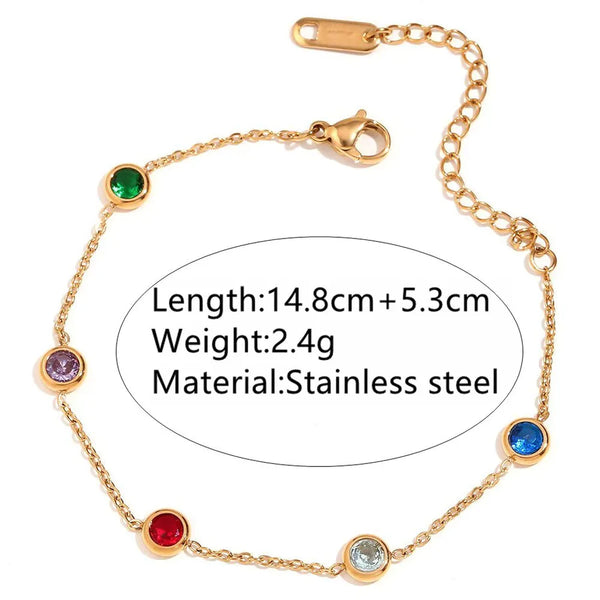 Gold-Plated Rhinestone Bracelet | Stainless Steel