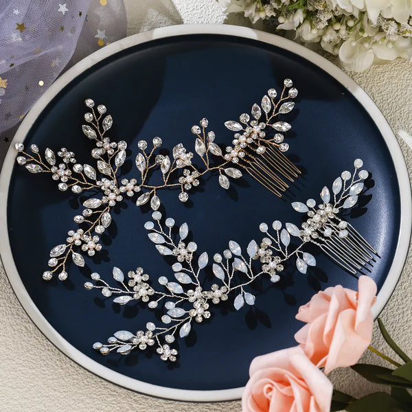 Floral Hair Comb Headband | Rhinestone