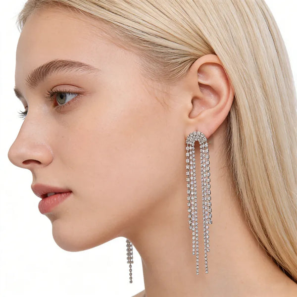 Tassel Rhinestone Earrings | Copper