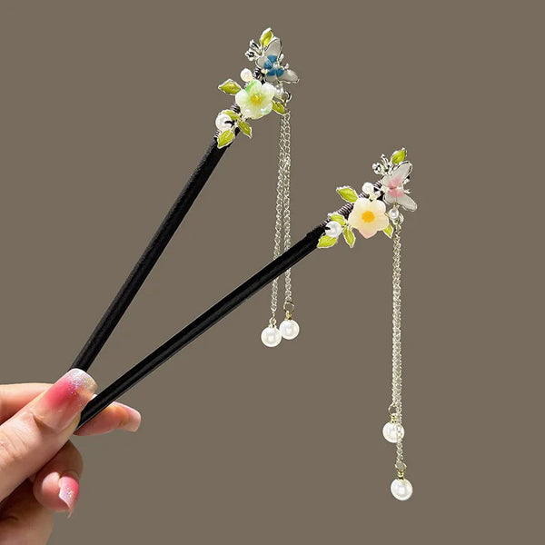 Artificial Pearl Hair Clip | Wood