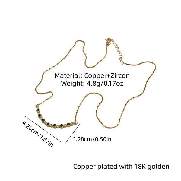 Round Zircon Necklace | Copper