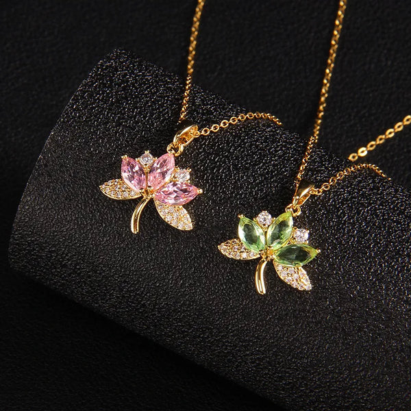 Zircon Floral Pendant Necklace | Copper