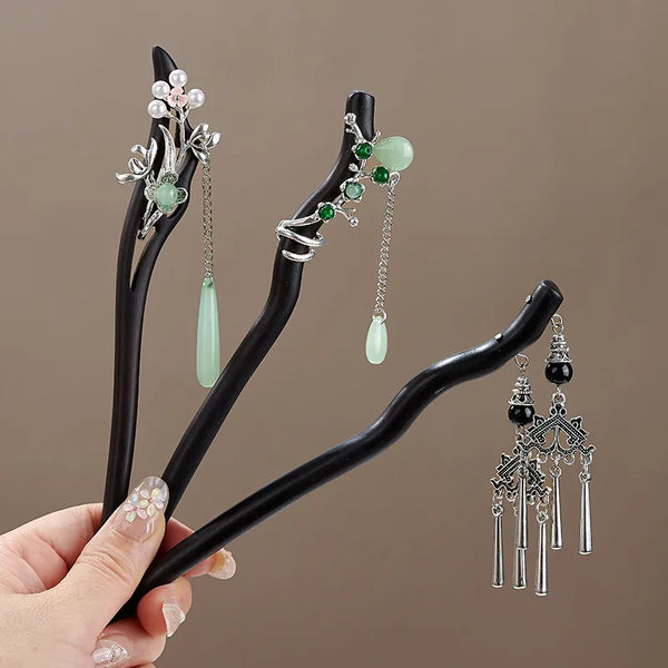 Vintage Floral Hairpin Headband | Wood