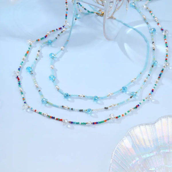 Crystal Artificial Pearl Necklace | Stainless Steel