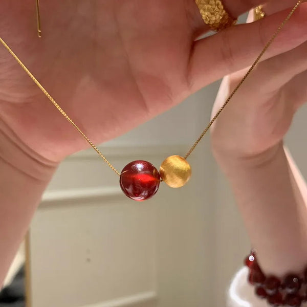 Red Floral Necklace | Copper