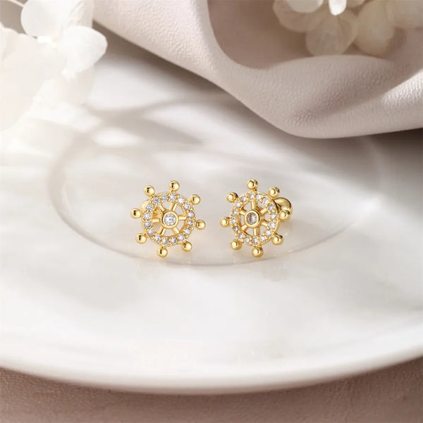 Zircon Stud Earrings | Brass