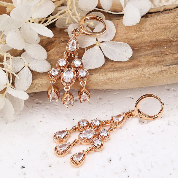 Classic Zircon Drop Earrings | Copper