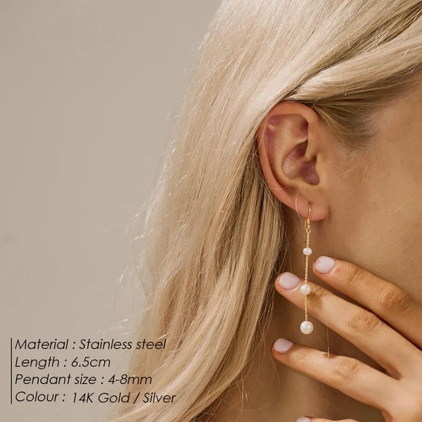 Gold-Plated Freshwater Pearl Earrings | Stainless Steel