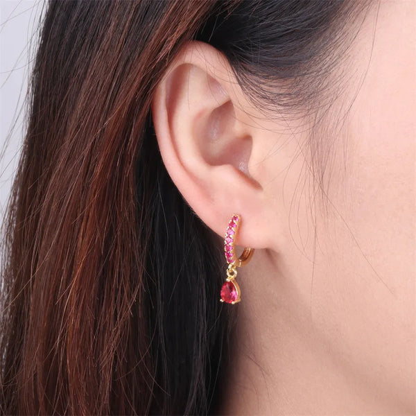 Red Zircon Earrings | Copper